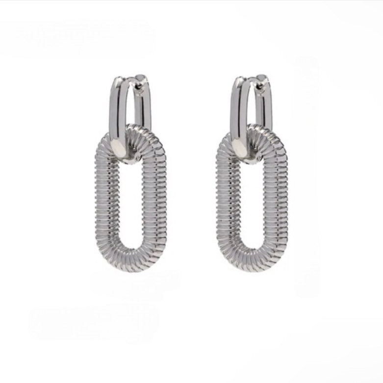 Sliver link Drop Earring