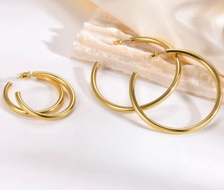 Gold Large C Hoops