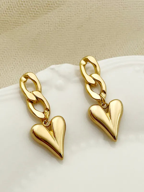 Chain Heart Drop Earring