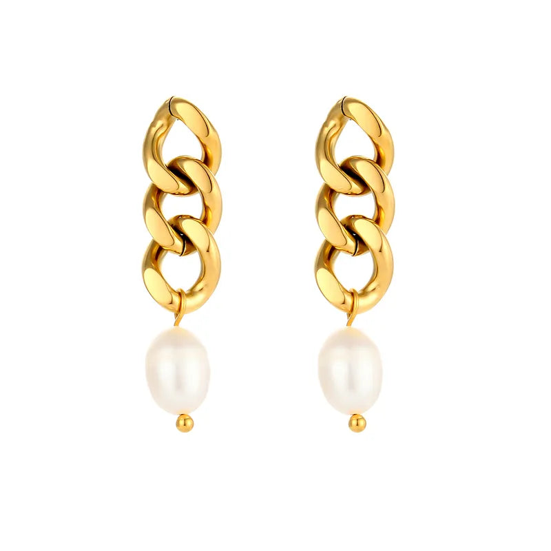 Chain Pearl Drop Earring