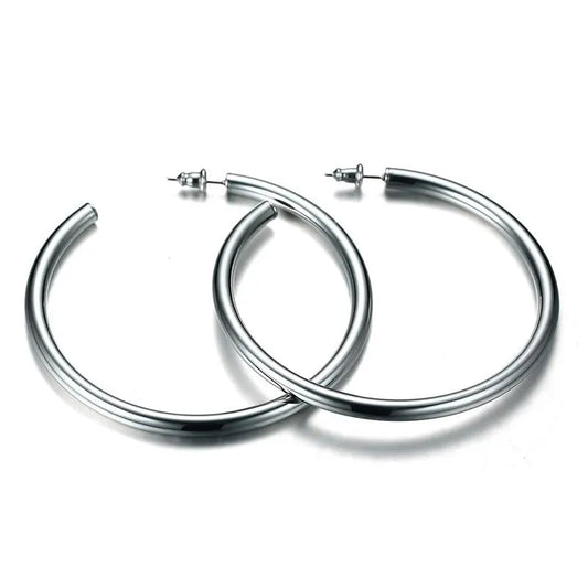 Silver Large C Hoops